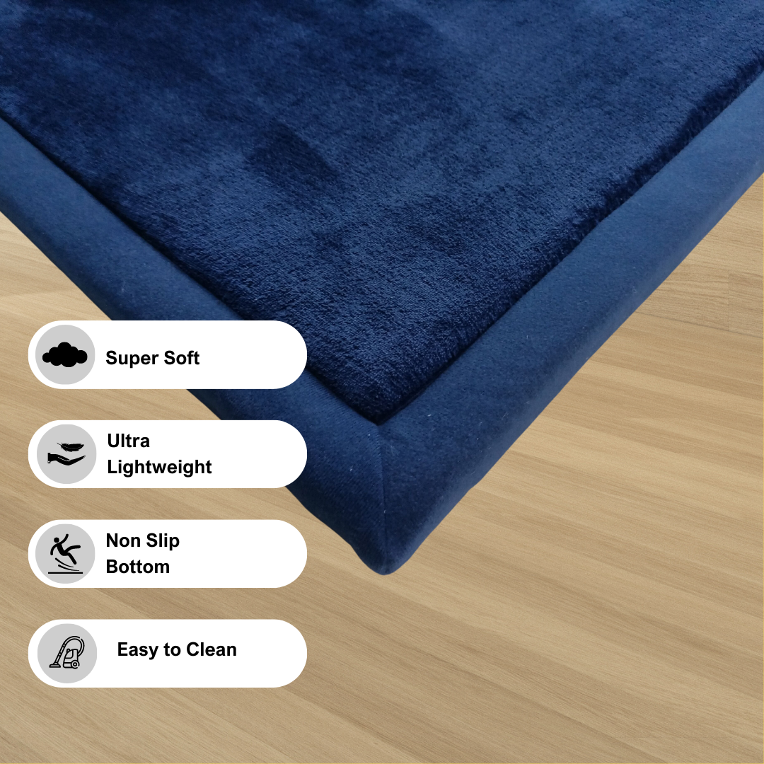 Dog Beds: Soft Touch Ultra Plush Memory Foam Tatami Midnight Blue Mat - 200 X 300 CM