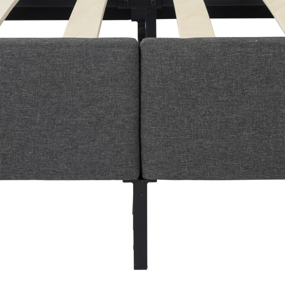 Beds & Bed Frames: Bed Frame Mattress Foundation (Dark Grey)  Double