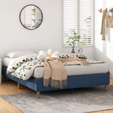 Beds & Bed Frames: Metal Bed Frame Mattress Foundation Blue  King