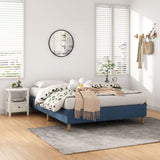 Beds & Bed Frames: Metal Bed Frame Mattress Foundation Blue  Queen