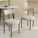Kitchen & Dining Chairs: Luxe Boucle Cushioned Elsa Dining Chairs in White Quartz