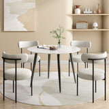 Kitchen & Dining Chairs: Luxe Boucle Cushioned Elsa Dining Chairs in White Quartz