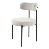 Kitchen & Dining Chairs: Luxe Boucle Cushioned Elsa Dining Chairs in White Quartz