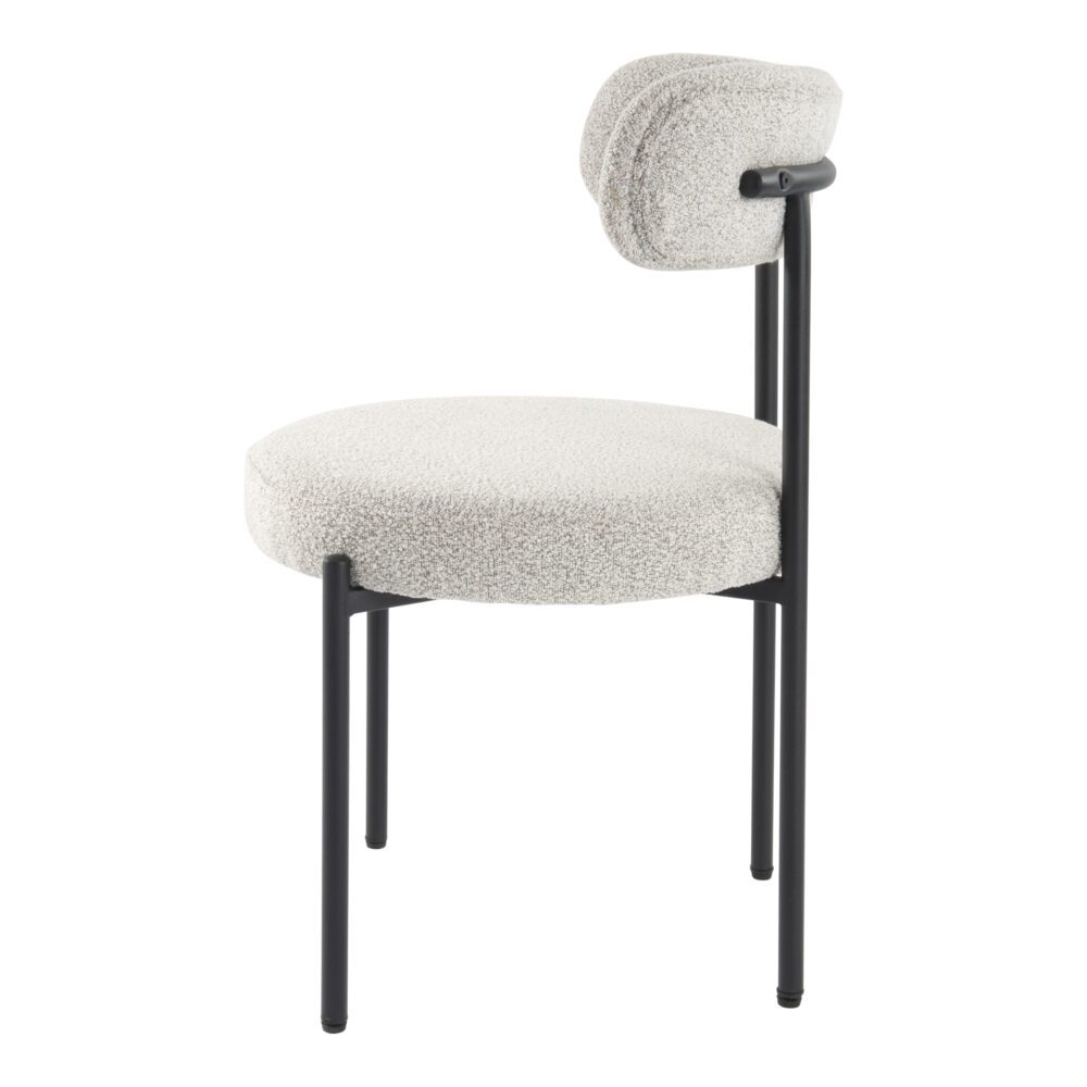 Kitchen & Dining Chairs: Luxe Boucle Cushioned Elsa Dining Chairs in White Quartz