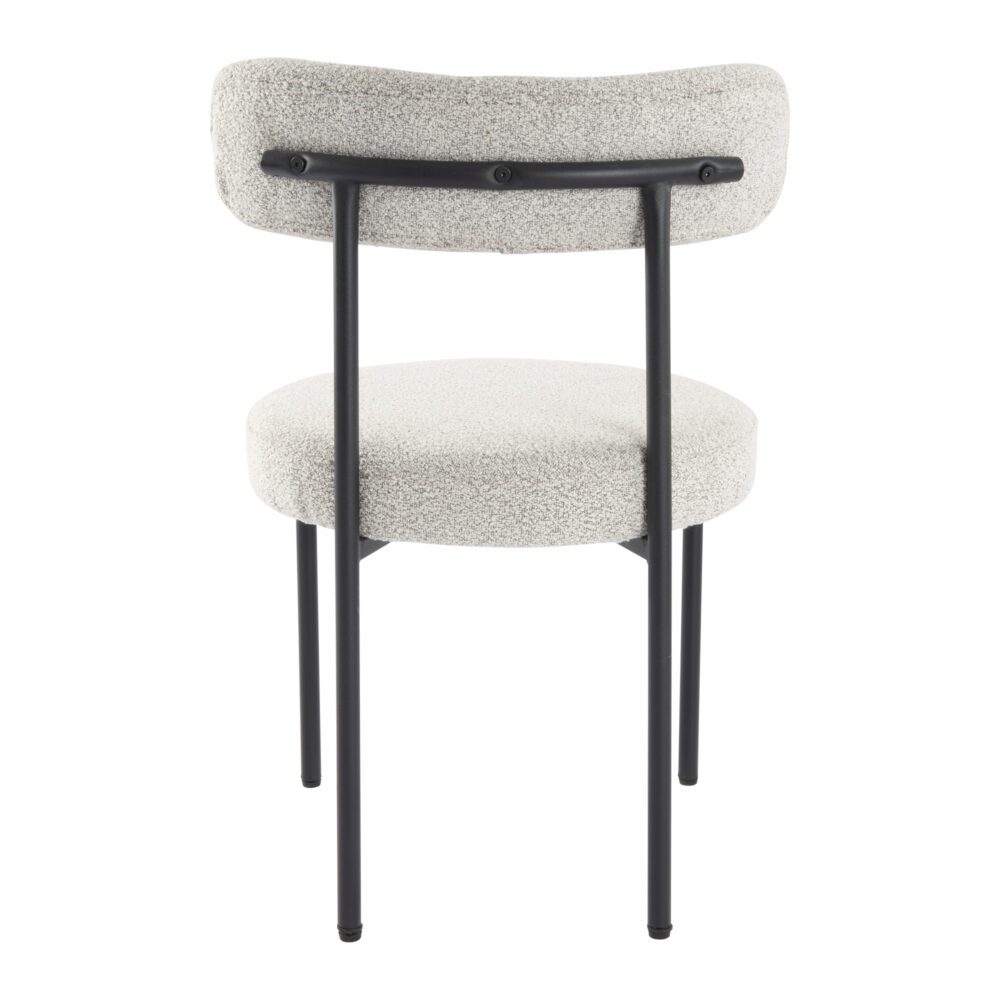 Kitchen & Dining Chairs: Luxe Boucle Cushioned Elsa Dining Chairs in White Quartz