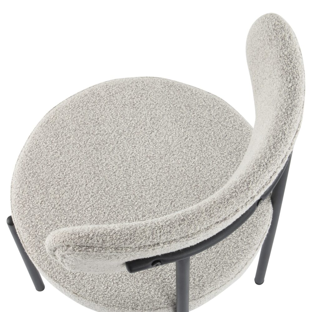 Kitchen & Dining Chairs: Luxe Boucle Cushioned Elsa Dining Chairs in White Quartz