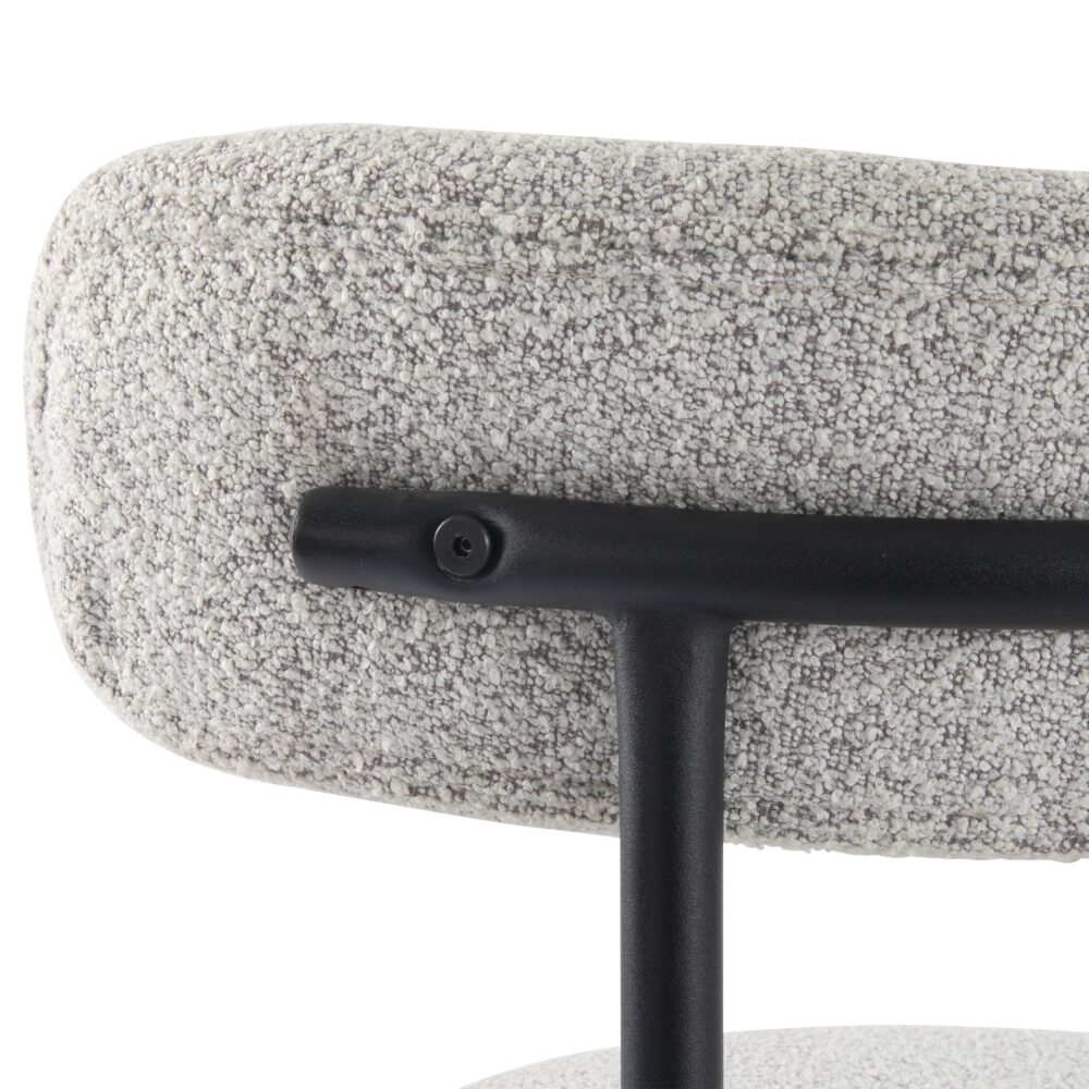 Kitchen & Dining Chairs: Luxe Boucle Cushioned Elsa Dining Chairs in White Quartz
