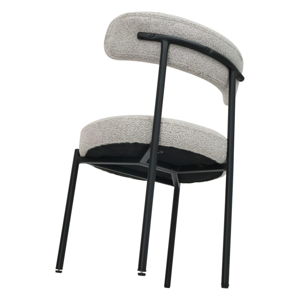 Kitchen & Dining Chairs: Luxe Boucle Cushioned Elsa Dining Chairs in White Quartz