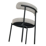 Kitchen & Dining Chairs: Luxe Boucle Cushioned Elsa Dining Chairs in White Quartz