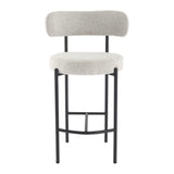 Table & Bar Stools: Sleek White Quartz Metal Boucle Elsa Bar Stools