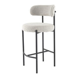 Table & Bar Stools: Sleek White Quartz Metal Boucle Elsa Bar Stools