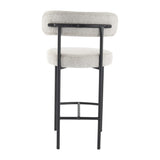 Table & Bar Stools: Sleek White Quartz Metal Boucle Elsa Bar Stools