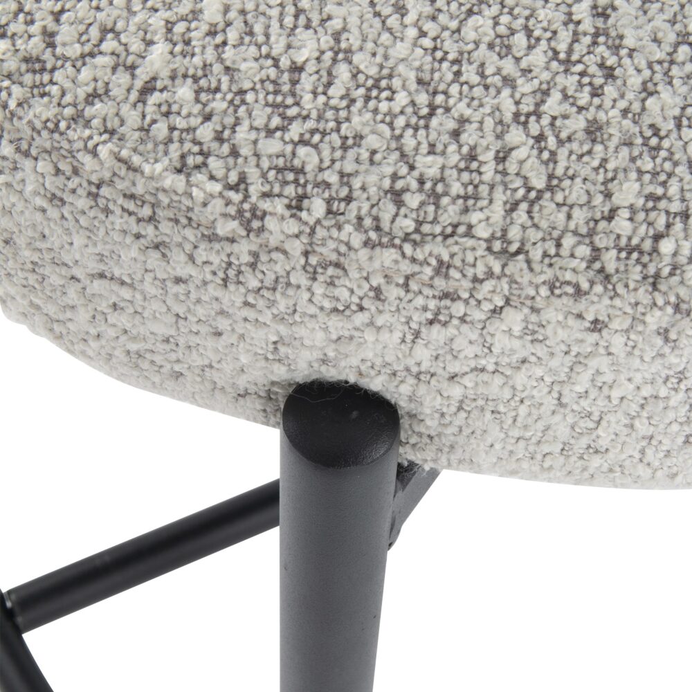 Table & Bar Stools: Sleek White Quartz Metal Boucle Elsa Bar Stools