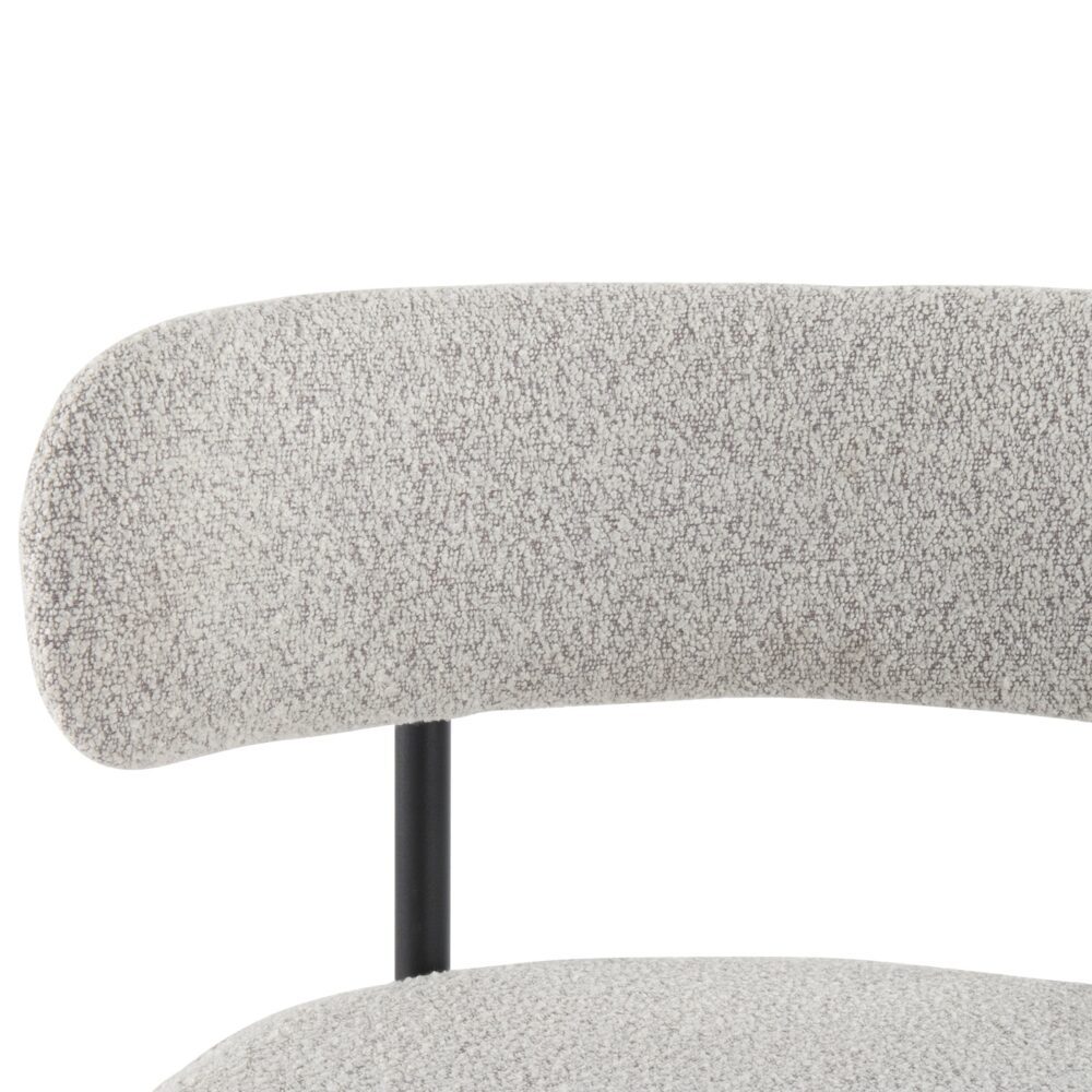Table & Bar Stools: Sleek White Quartz Metal Boucle Elsa Bar Stools