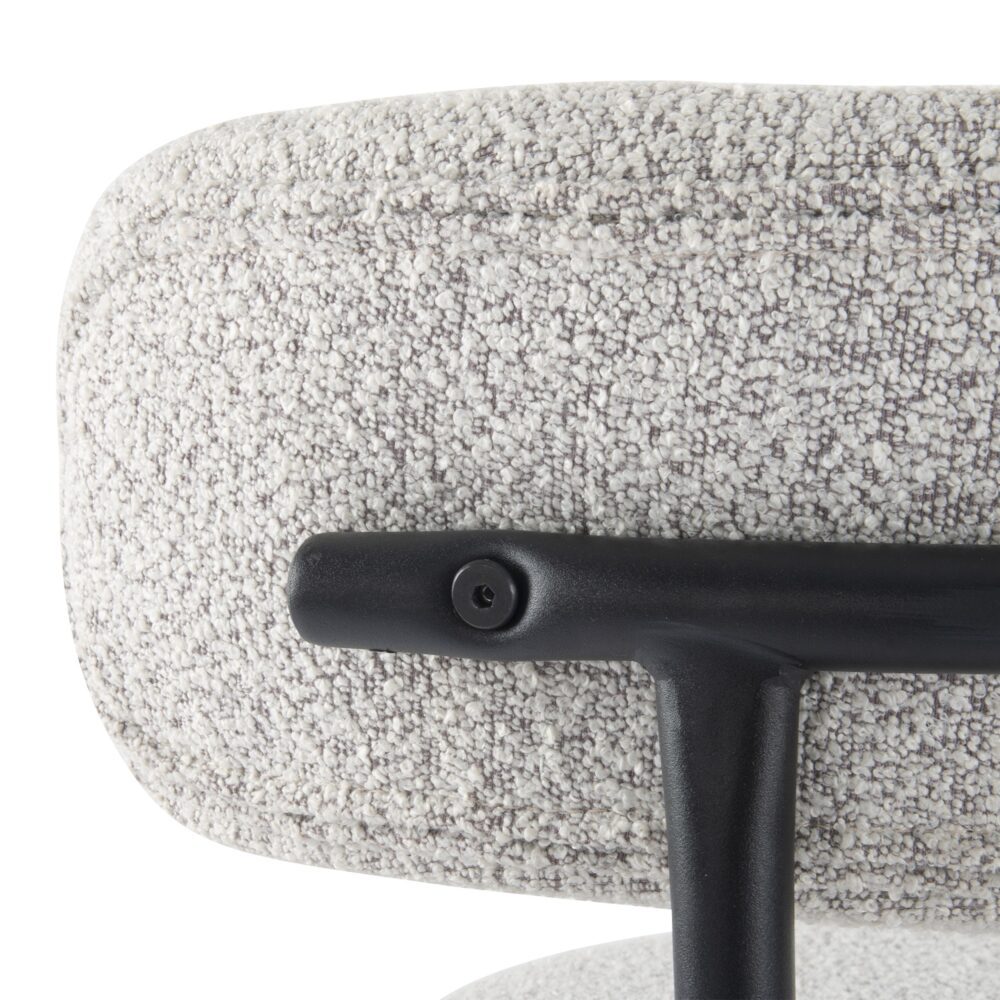 Table & Bar Stools: Sleek White Quartz Metal Boucle Elsa Bar Stools