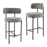 Table & Bar Stools: Contemporary Grey Boucle Elsa Low Bar Stools
