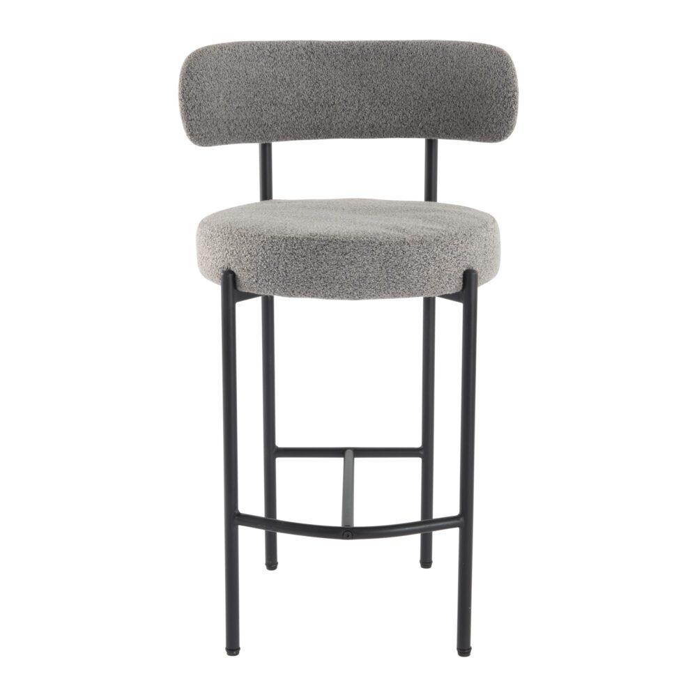 Table & Bar Stools: Contemporary Grey Boucle Elsa Low Bar Stools