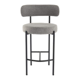 Table & Bar Stools: Contemporary Grey Boucle Elsa Low Bar Stools