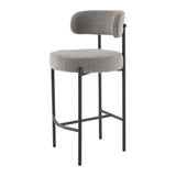 Table & Bar Stools: Contemporary Grey Boucle Elsa Low Bar Stools