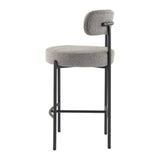 Table & Bar Stools: Contemporary Grey Boucle Elsa Low Bar Stools