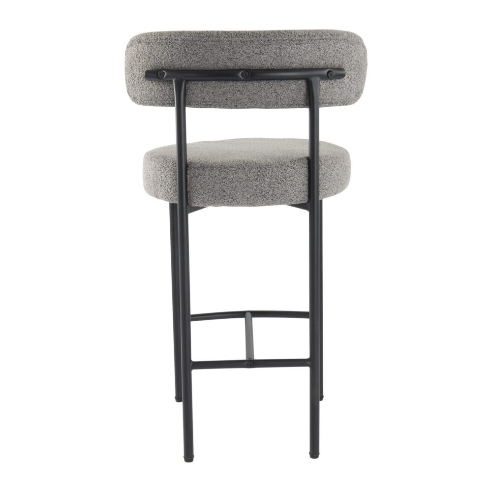 Table & Bar Stools: Contemporary Grey Boucle Elsa Low Bar Stools