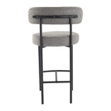 Table & Bar Stools: Contemporary Grey Boucle Elsa Low Bar Stools