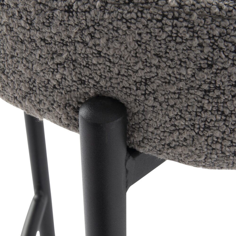 Table & Bar Stools: Contemporary Grey Boucle Elsa Low Bar Stools