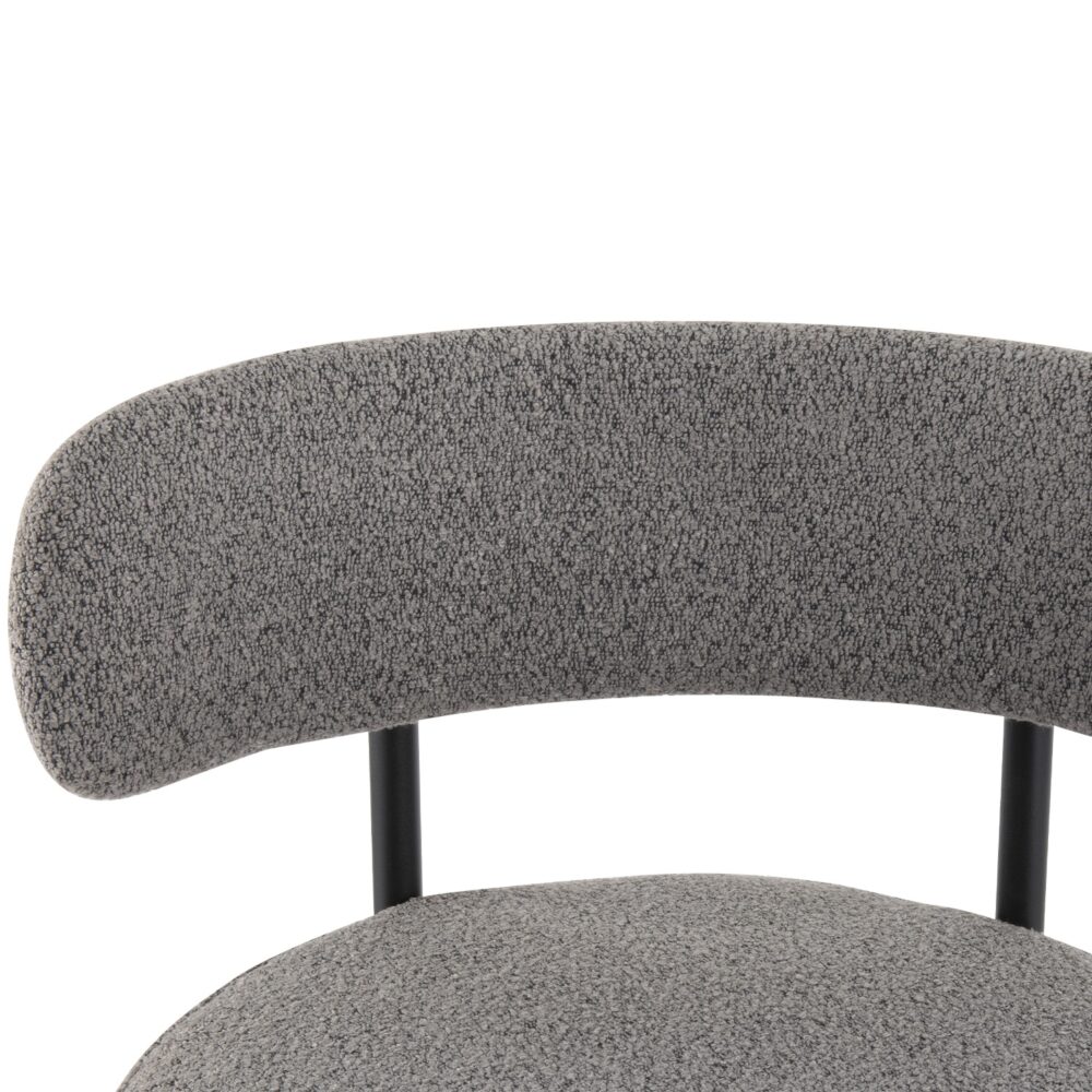Table & Bar Stools: Contemporary Grey Boucle Elsa Low Bar Stools