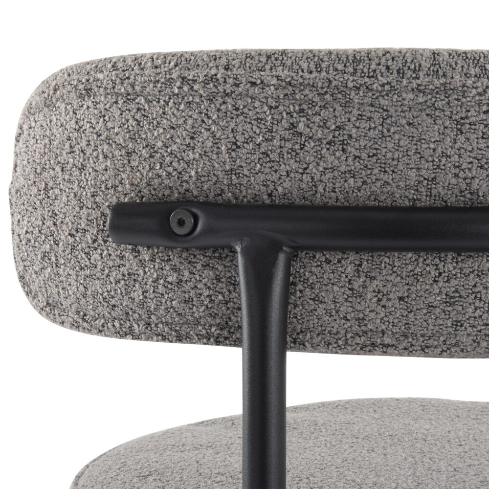 Table & Bar Stools: Contemporary Grey Boucle Elsa Low Bar Stools