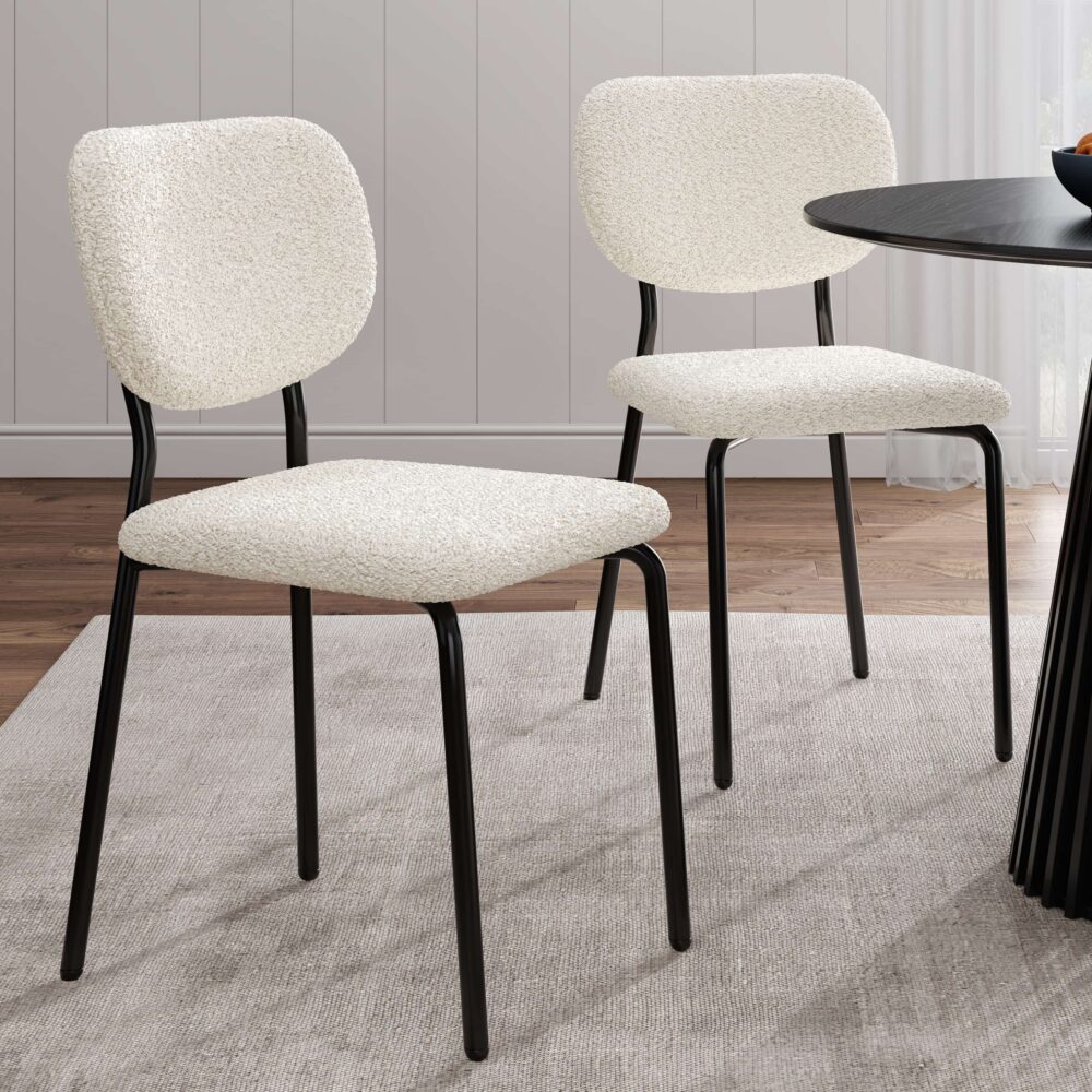 Kitchen & Dining Chairs: White Whisper Teddy Fabric Dining Duo
