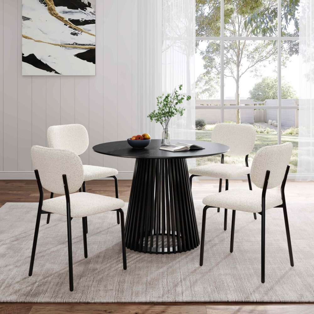 Kitchen & Dining Chairs: White Whisper Teddy Fabric Dining Duo