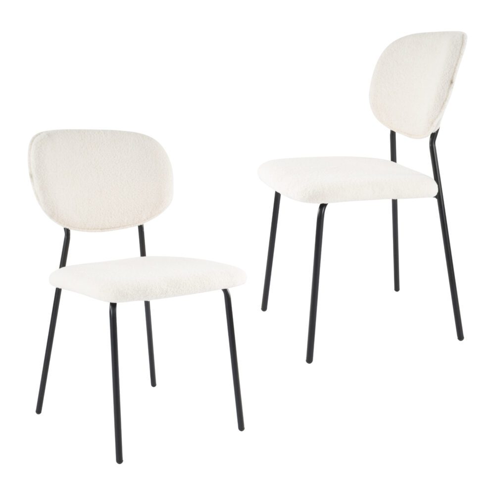 Kitchen & Dining Chairs: White Whisper Teddy Fabric Dining Duo