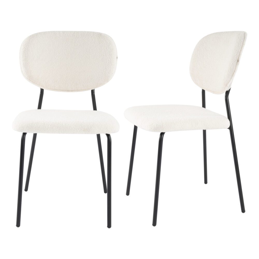 Kitchen & Dining Chairs: White Whisper Teddy Fabric Dining Duo