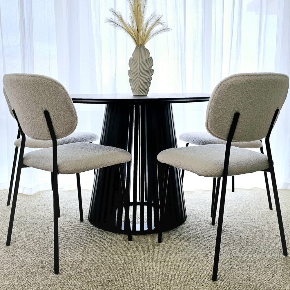 Kitchen & Dining Chairs: White Whisper Teddy Fabric Dining Duo