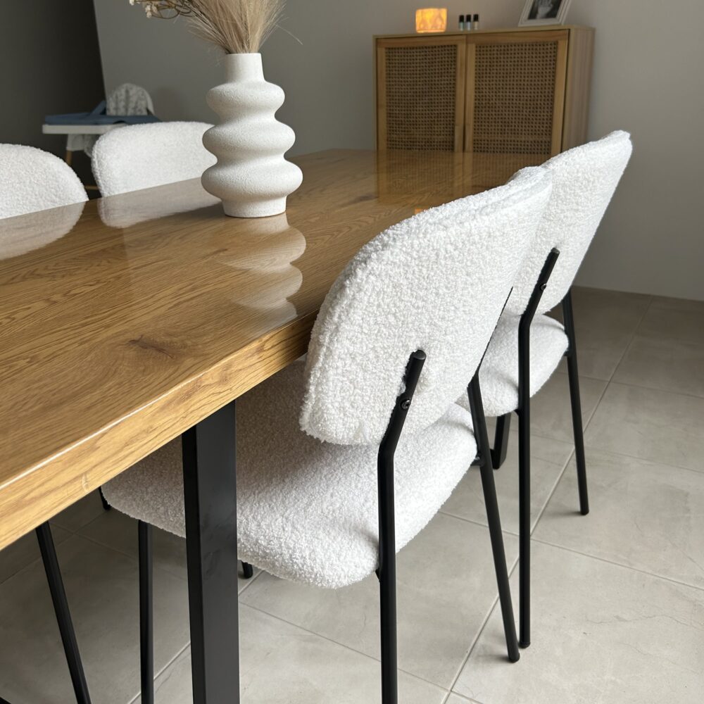 Kitchen & Dining Chairs: White Whisper Teddy Fabric Dining Duo