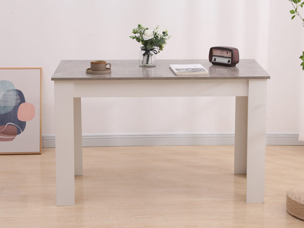 Dining Tables: Dining Table Rectangular Wooden 120M-Grey&amp;White