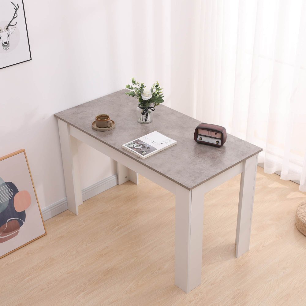 Dining Tables: Dining Table Rectangular Wooden 120M-Grey&amp;White