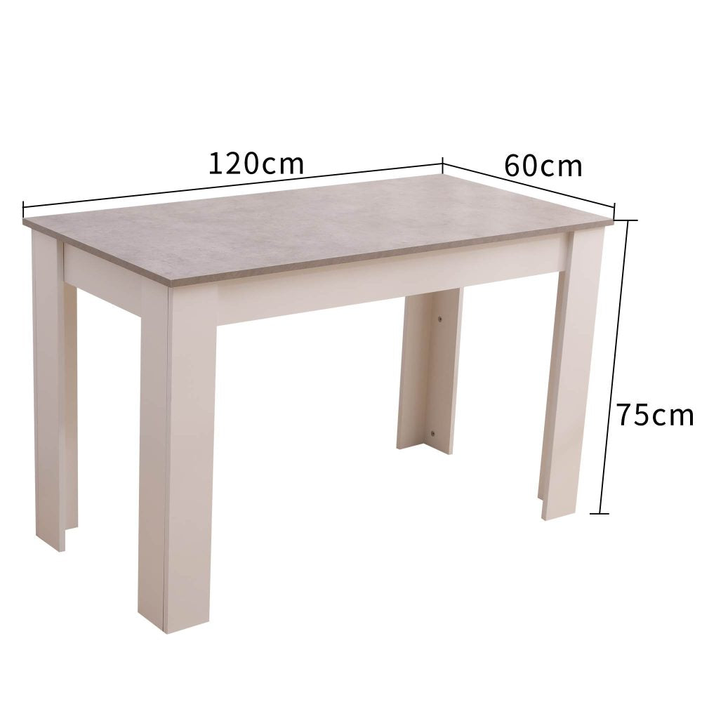 Dining Tables: Dining Table Rectangular Wooden 120M-Grey&amp;White