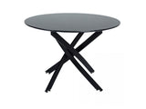 Dining Tables: Round Marble-Effect Table-Black