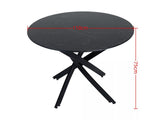 Dining Tables: Round Marble-Effect Table-Black