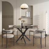 Dining Tables: Round Marble-Effect Table-Black