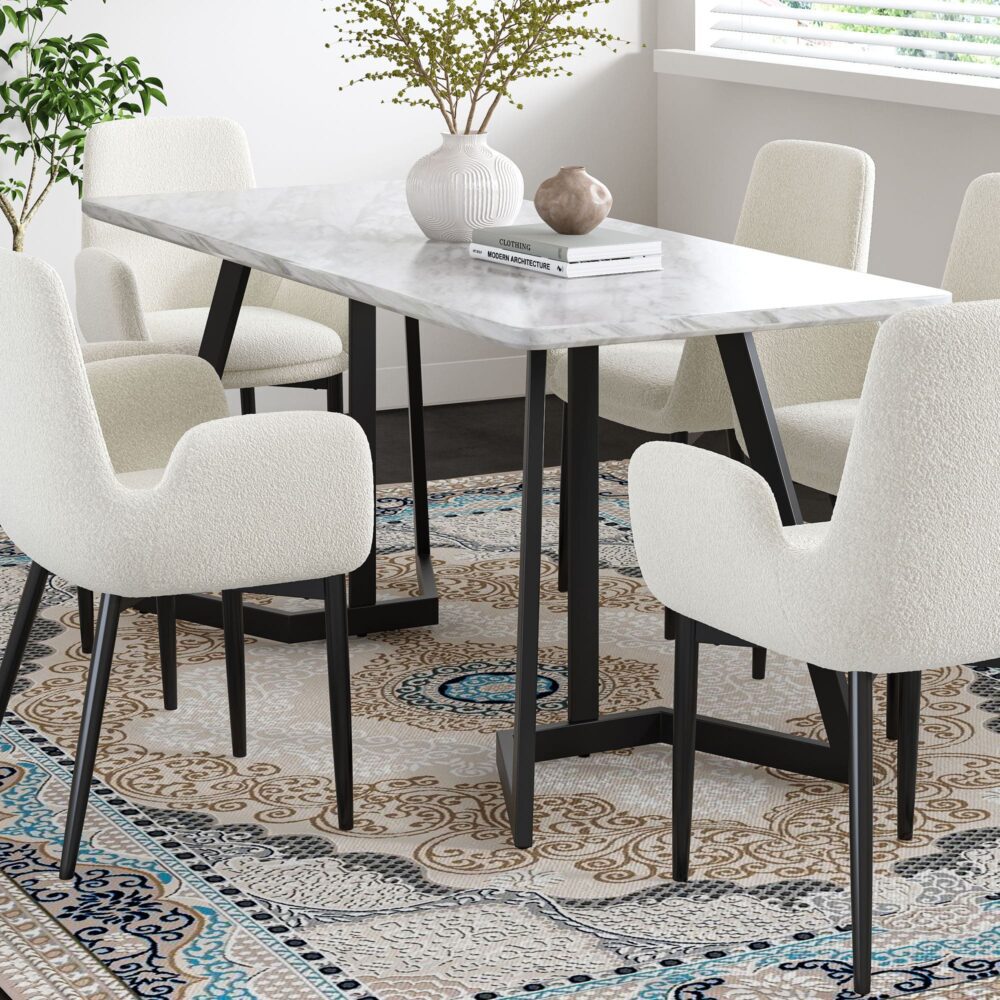 Dining Tables: Rectangular Marble-Effect Table
