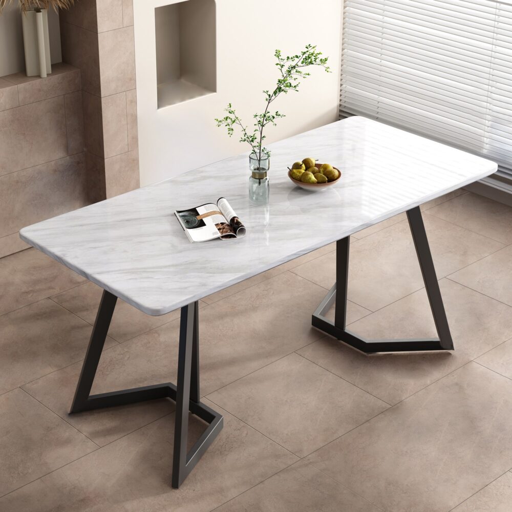 Dining Tables: Rectangular Marble-Effect Table
