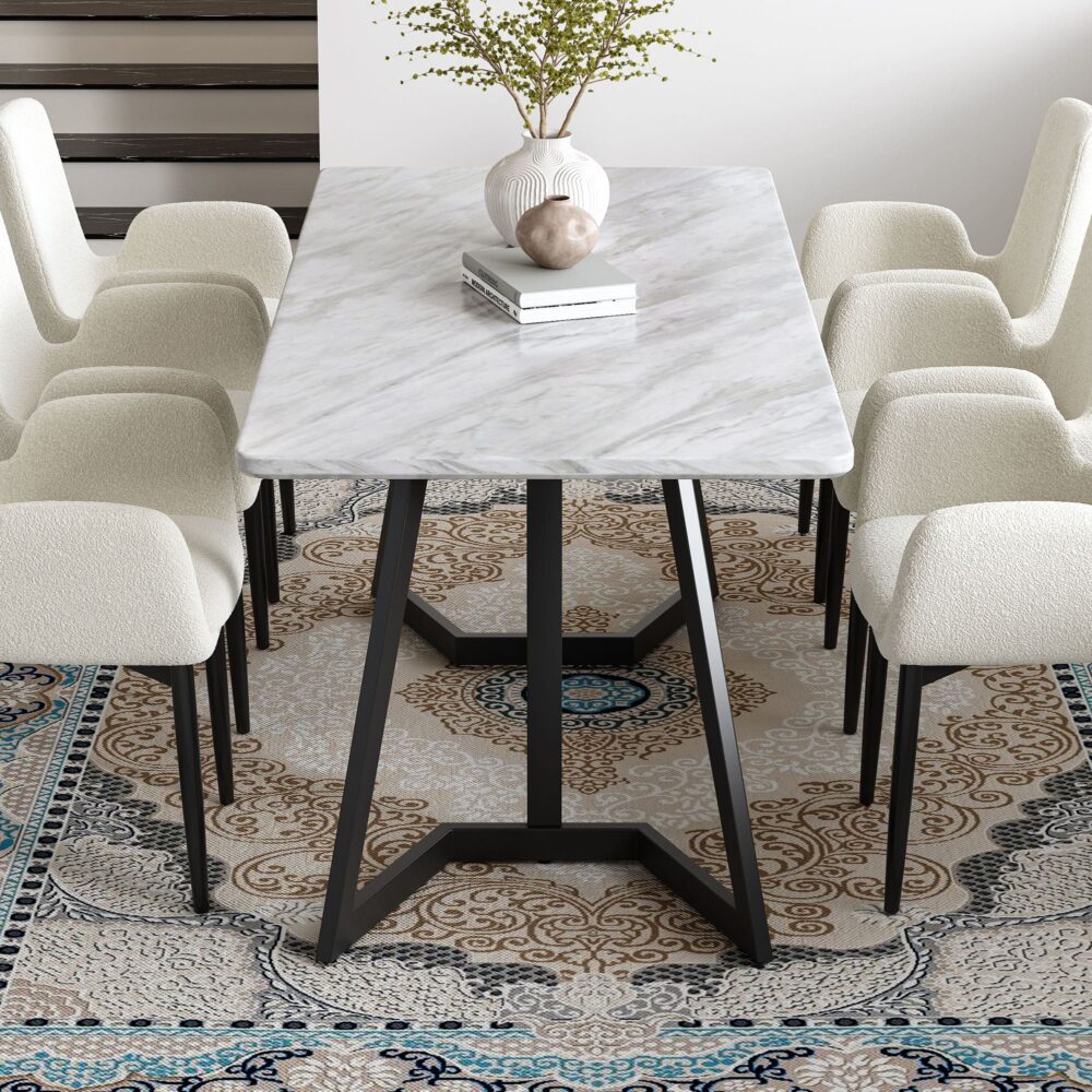 Dining Tables: Rectangular Marble-Effect Table