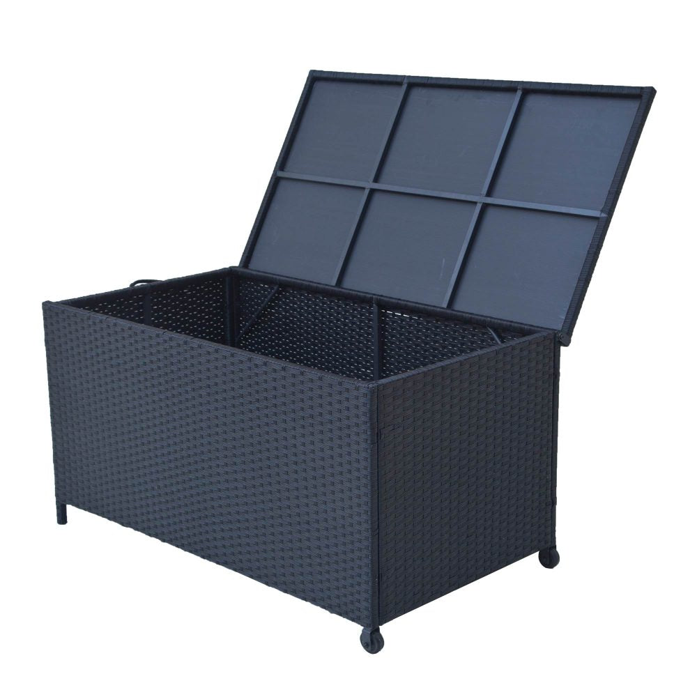 Outdoor Furniture Accessories: Outdoor PE Wicker Storage Box Garden 320L-Black