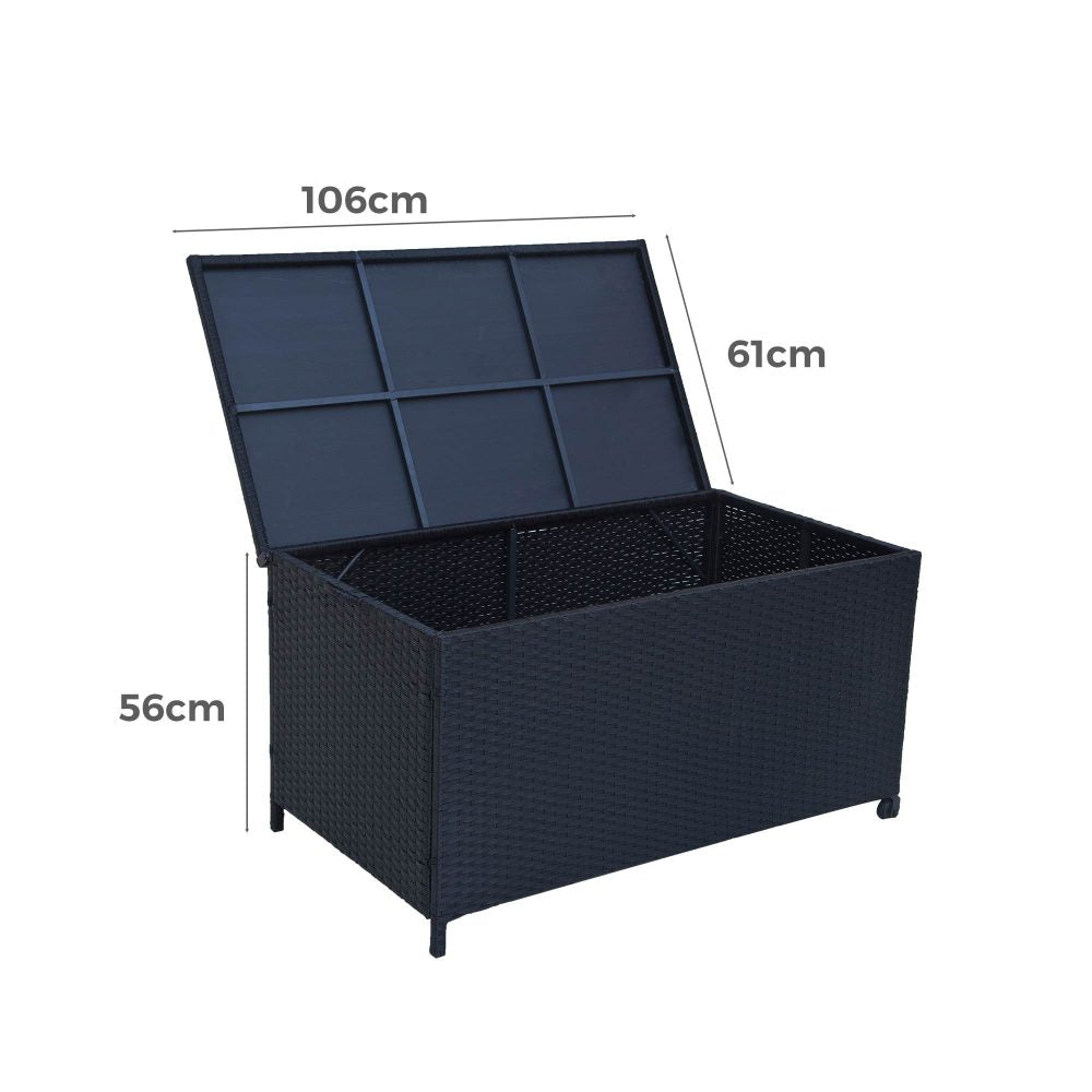 Outdoor Furniture Accessories: Outdoor PE Wicker Storage Box Garden 320L-Black