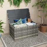 Outdoor Furniture Accessories: Outdoor PE Wicker Storage Box Garden 320L-Grey