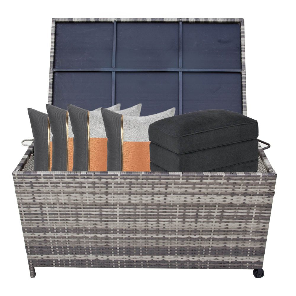 Outdoor Furniture Accessories: Outdoor PE Wicker Storage Box Garden 320L-Grey