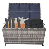 Outdoor Furniture Accessories: Outdoor PE Wicker Storage Box Garden 320L-Grey