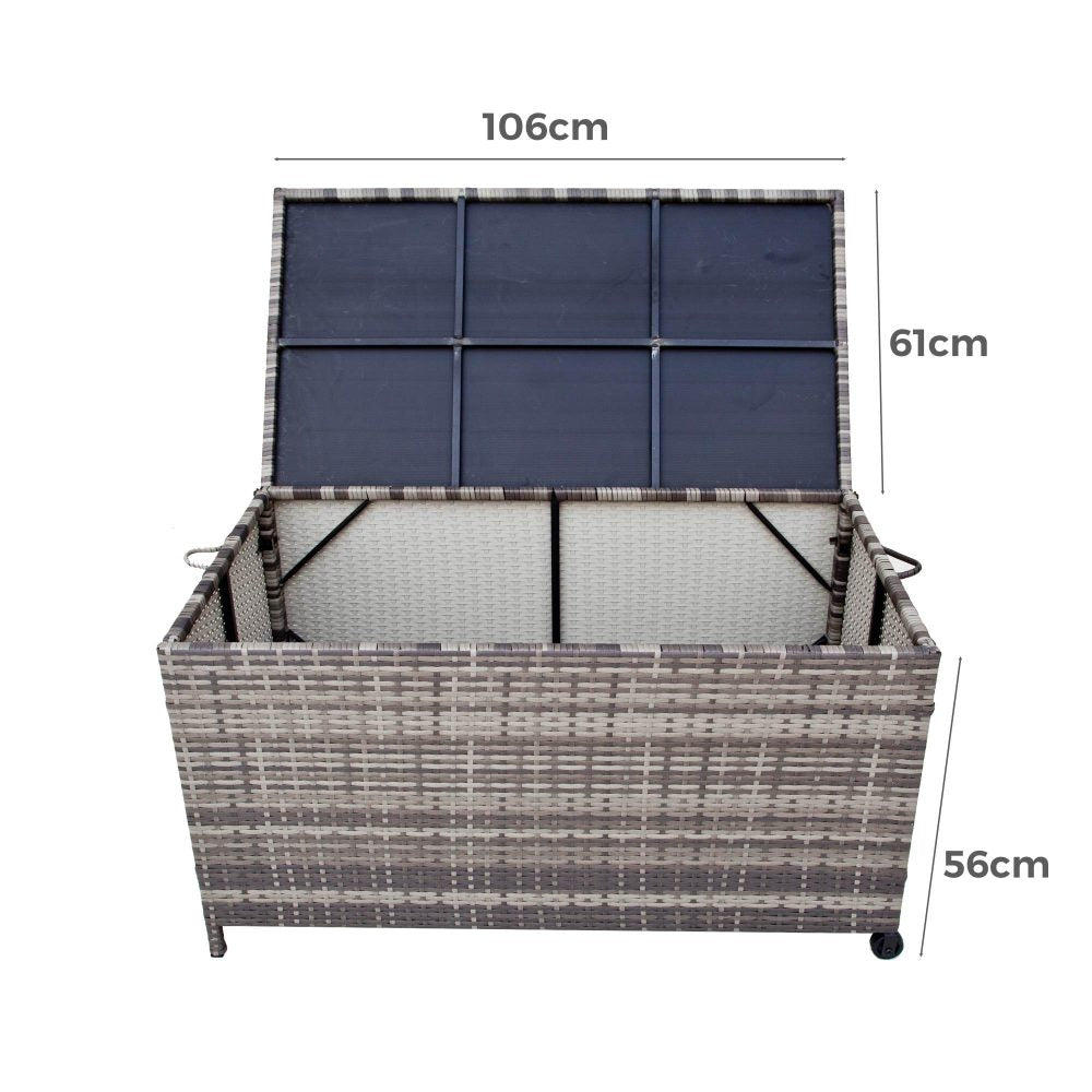 Outdoor Furniture Accessories: Outdoor PE Wicker Storage Box Garden 320L-Grey